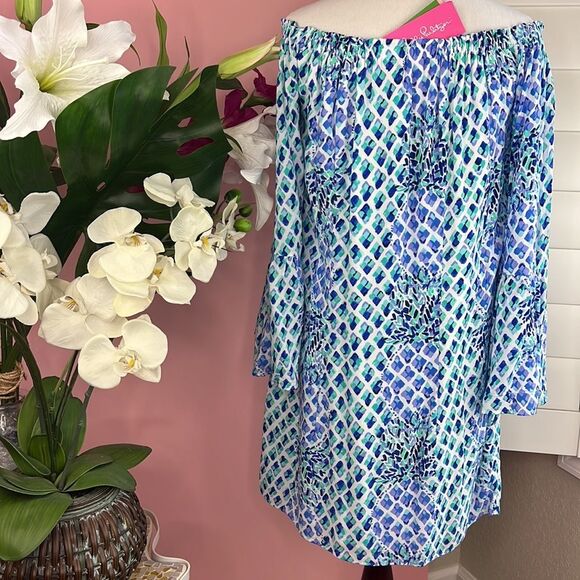 Lilly Pulitzer Resort White Toe In Pineapple Off The Shoulder Nevie Dress - Picture 4 of 15